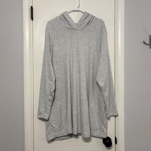 J. Jill Pure Jill FIT Womens Plus Hooded Popover Tunic Shirt Top 4X Gray Pockets